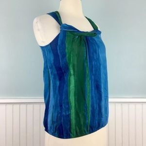 Blue Green Watercolor Blouse